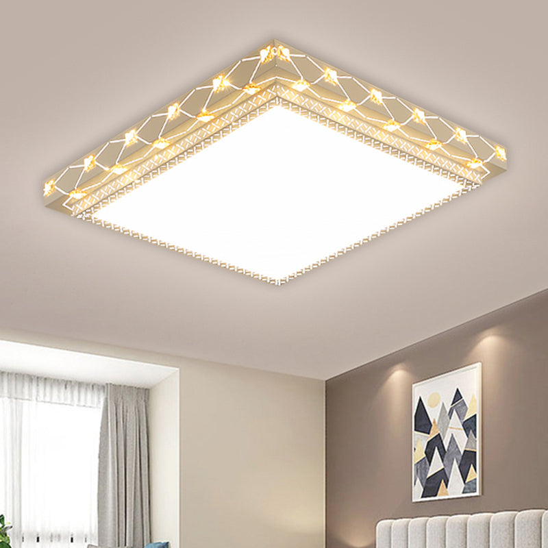 DecorBites™ DecorBites™ Contemporary LED Ceiling Flush Mount in White with Beveled Crystal Deco
