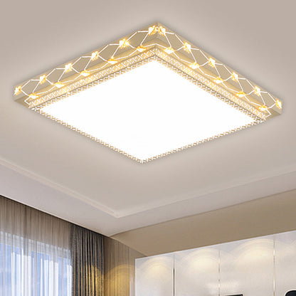 DecorBites™ DecorBites™ Contemporary LED Ceiling Flush Mount in White with Beveled Crystal Deco
