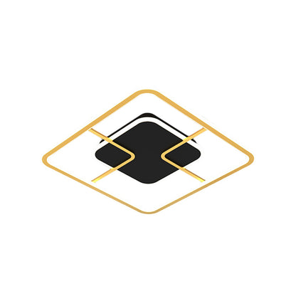 DecorBites™ DecorBites™ Minimalist Black & Gold LED Ceiling Light with Metal Square Frame, 16"/19.5" Width
