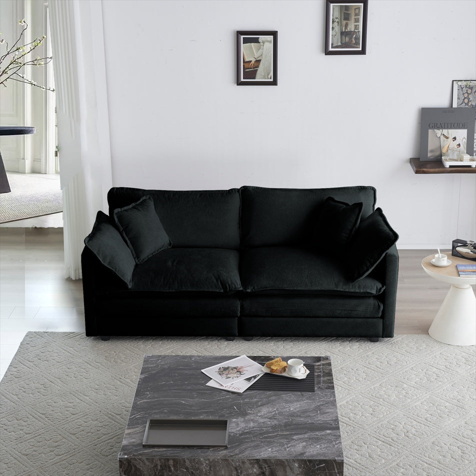 Sofá Loveseat de Tela Moderna para Sala de Estar, Tapizado de Tamaño Grande con Asiento Profundo para 2 Personas con 4 Almohadas
