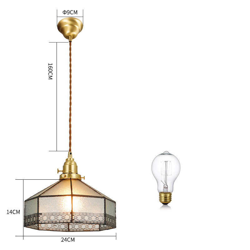 Brass Hand-Blown Glass Chandelier Light