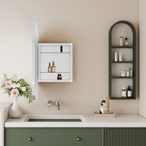 20x34 Inch Oval Recessed Metal Frame Bathroom Wall Cabinet With Mirror And Adjustable Shelves Unavailable Platforms- Temu