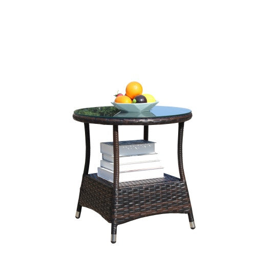 Round Brown Rattan Table
