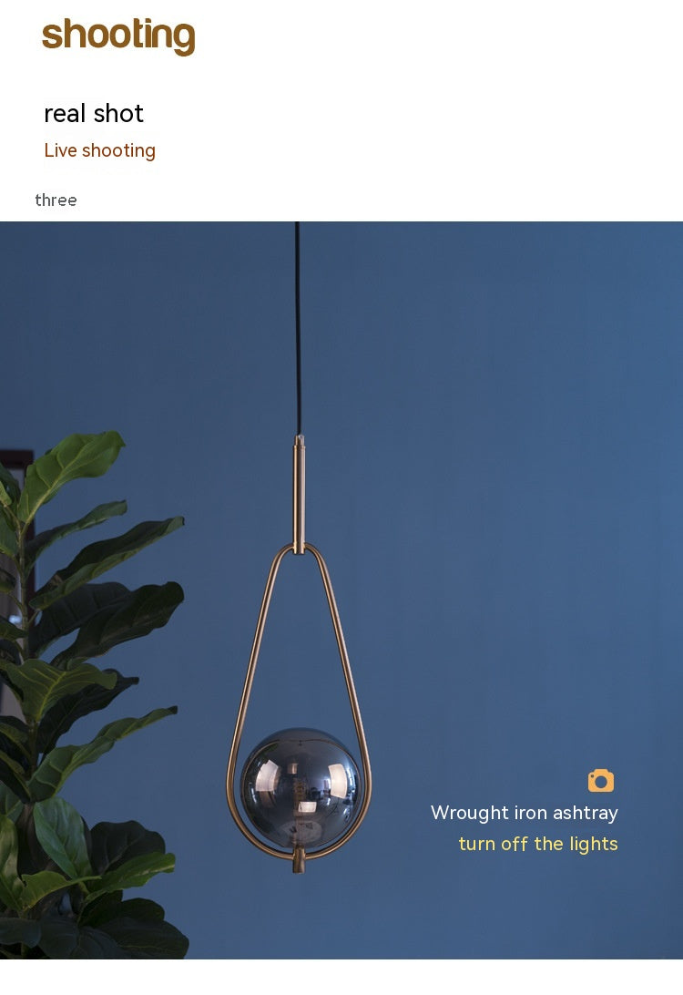 Gold Glass Ball Chandelier Smoke Gray Shade