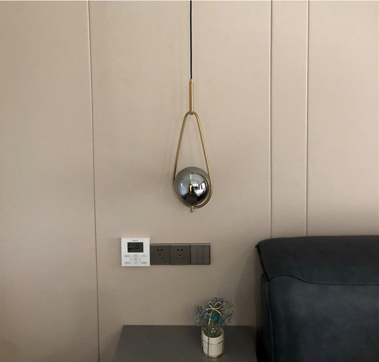 Gold Glass Ball Chandelier Smoke Gray Shade