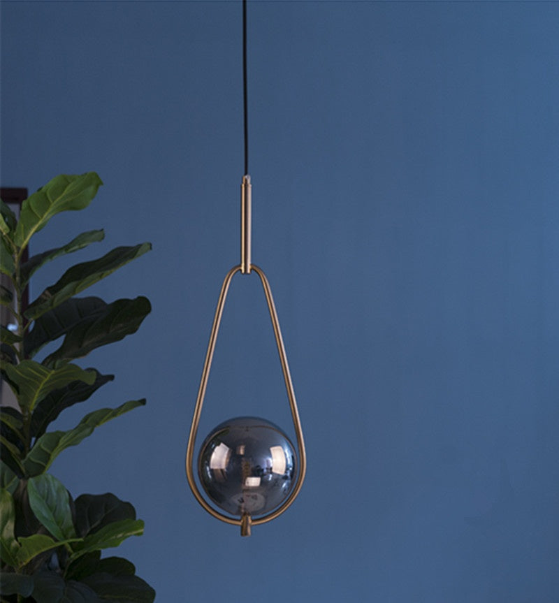 Gold Glass Ball Chandelier Smoke Gray Shade