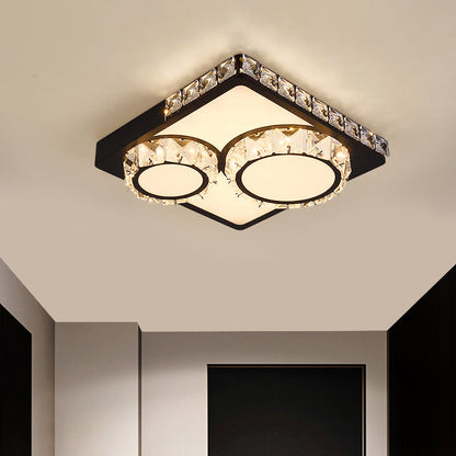 DecorBites™ DecorBites™ LED Crystal Block Ceiling Light in Black - Simple Flush Mount Design