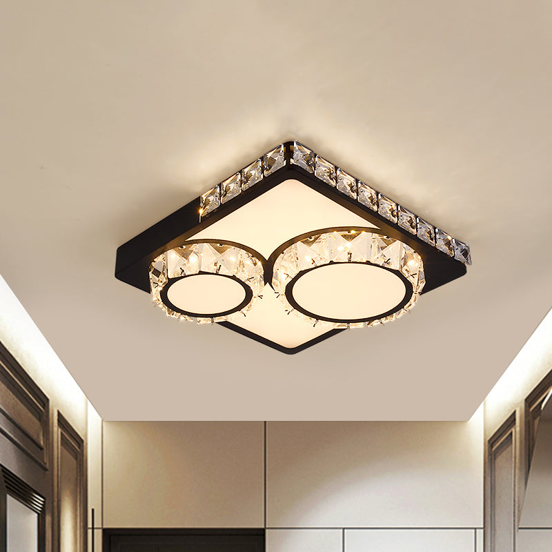 DecorBites™ DecorBites™ LED Crystal Block Ceiling Light in Black - Simple Flush Mount Design