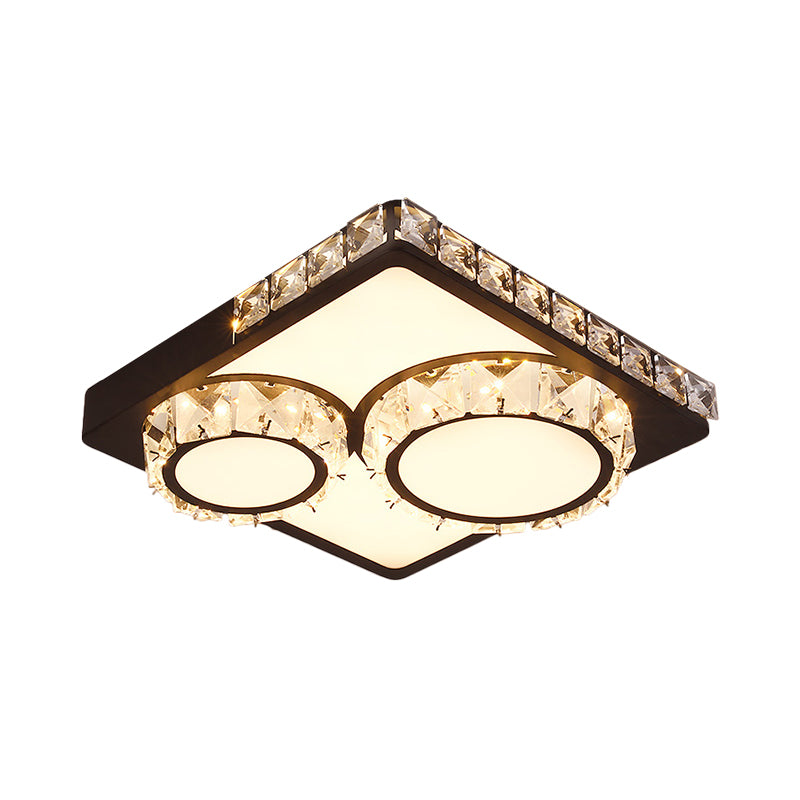 DecorBites™ DecorBites™ LED Crystal Block Ceiling Light in Black - Simple Flush Mount Design