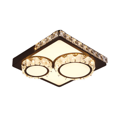 DecorBites™ DecorBites™ LED Crystal Block Ceiling Light in Black - Simple Flush Mount Design