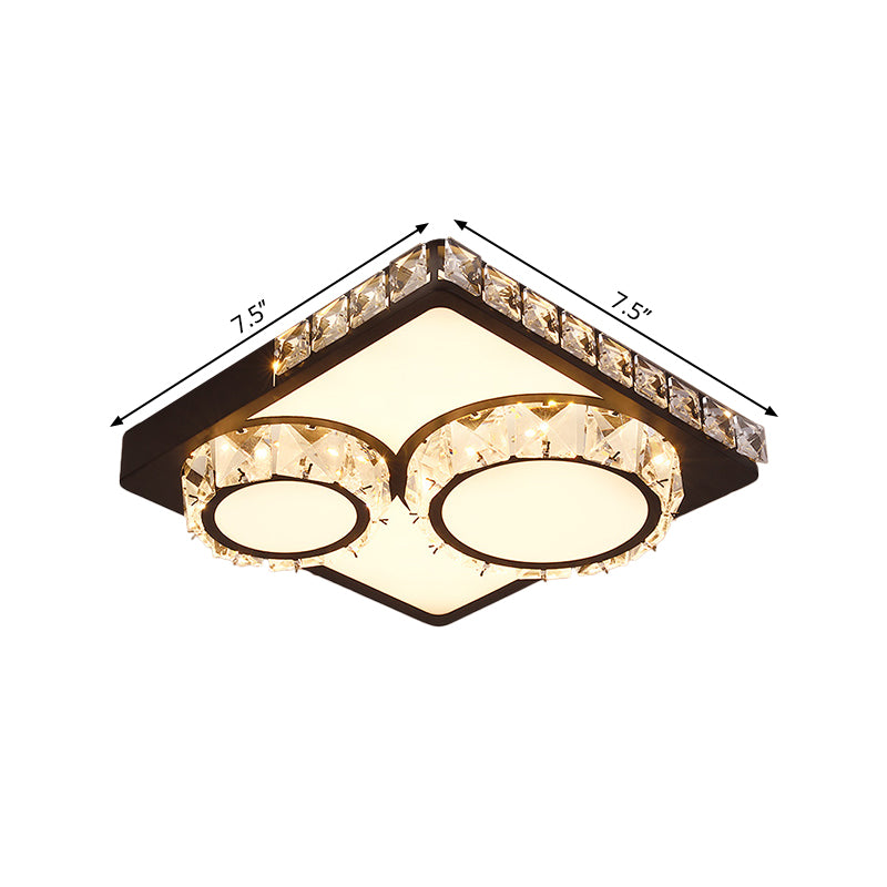 DecorBites™ DecorBites™ LED Crystal Block Ceiling Light in Black - Simple Flush Mount Design