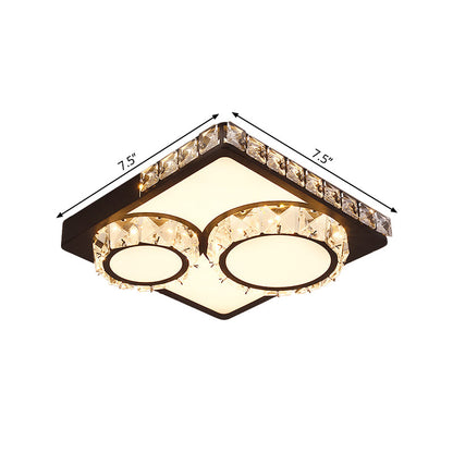 DecorBites™ DecorBites™ LED Crystal Block Ceiling Light in Black - Simple Flush Mount Design