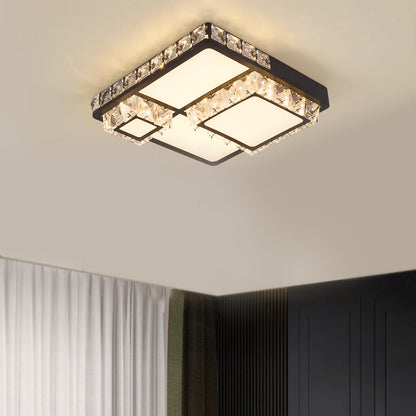 DecorBites™ DecorBites™ LED Crystal Block Ceiling Light in Black - Simple Flush Mount Design