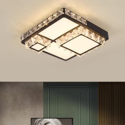 DecorBites™ DecorBites™ LED Crystal Block Ceiling Light in Black - Simple Flush Mount Design
