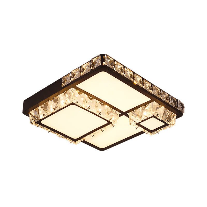DecorBites™ DecorBites™ LED Crystal Block Ceiling Light in Black - Simple Flush Mount Design