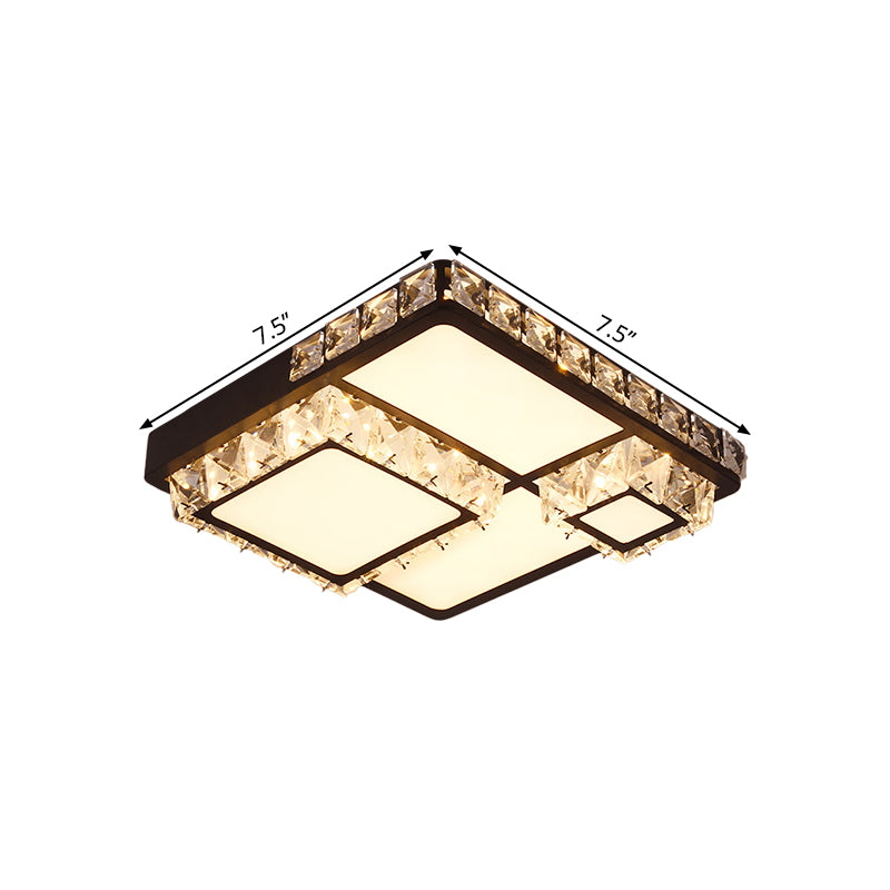 DecorBites™ DecorBites™ LED Crystal Block Ceiling Light in Black - Simple Flush Mount Design