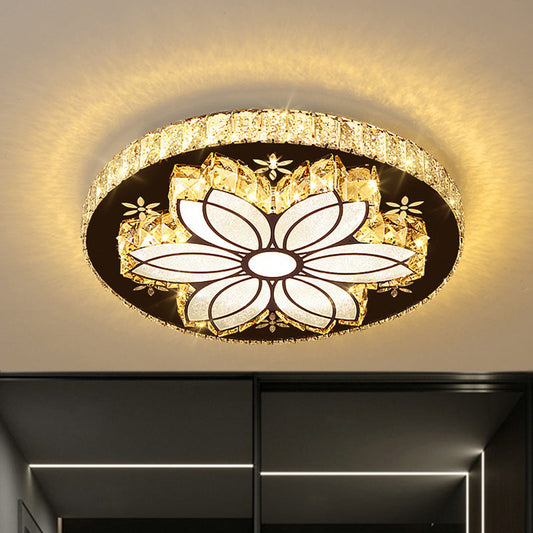 DecorBites™ DecorBites™ Modern Cut Crystal Bloom LED Flushmount Ceiling Light Fixture - Chrome Finish