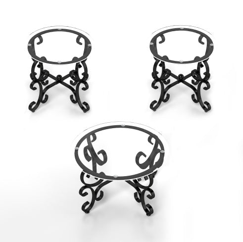 Glass Round Coffee Table Black Tempered Set