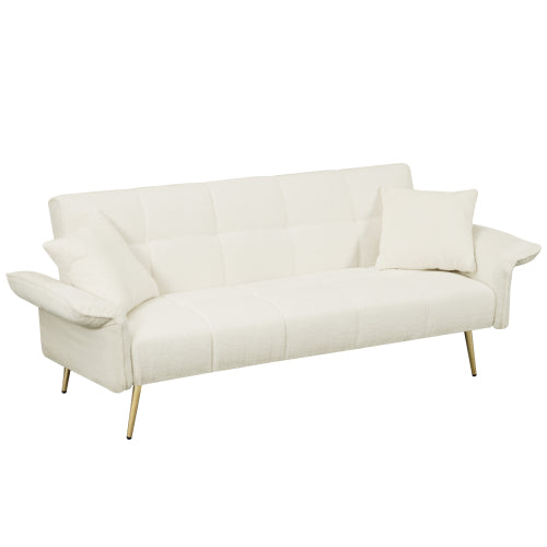 70.1 Pulgadas Futón Sofá Cama, Sofá Cama Doble Convertible con Reposabrazos Plegables para Salas de Estar y Espacios Pequeños