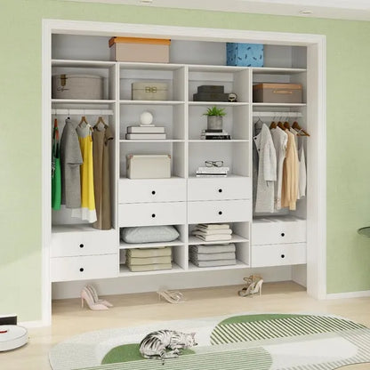 Closet Organizer System,Wall Mounted Closet Storage With  Drawers And Shelves Closet Storage For Bedroom,White