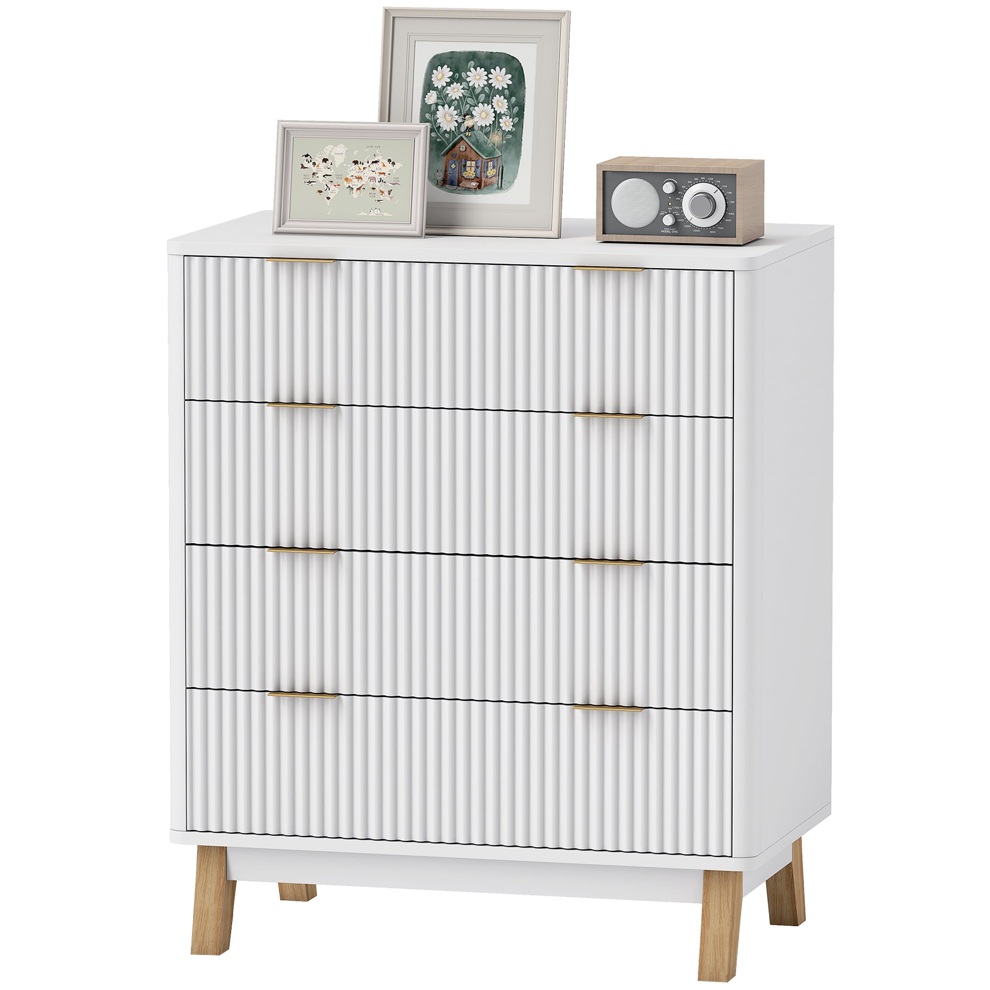 White Wood Fluted Dresser