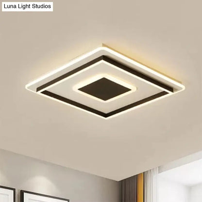 Lámpara de techo LED DecorBites™ de 45,7 cm/54,6 cm/90,2 cm de ancho, cuadrada o rectangular, color negro, para sala de estar, con pantalla acrílica, luz cálida/blanca.