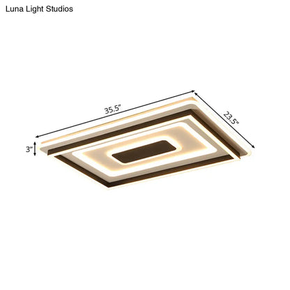 Lámpara de techo LED DecorBites™ de 45,7 cm/54,6 cm/90,2 cm de ancho, cuadrada o rectangular, color negro, para sala de estar, con pantalla acrílica, luz cálida/blanca.