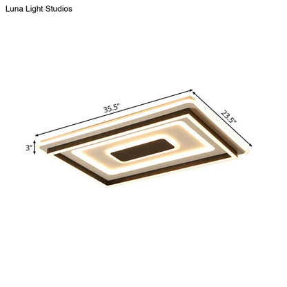 Lámpara de techo LED DecorBites™ de 45,7 cm/54,6 cm/90,2 cm de ancho, cuadrada o rectangular, color negro, para sala de estar, con pantalla acrílica, luz cálida/blanca.