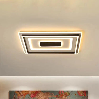 Lámpara de techo LED DecorBites™ de 45,7 cm/54,6 cm/90,2 cm de ancho, cuadrada o rectangular, color negro, para sala de estar, con pantalla acrílica, luz cálida/blanca.