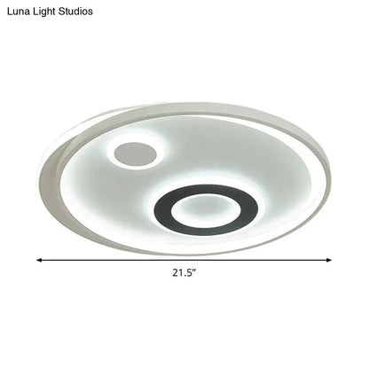 DecorBites™ Kit de lámpara de techo LED empotrada de 18"/21.5" de diámetro - Lámpara de techo moderna blanca metálica con luz cálida/blanca