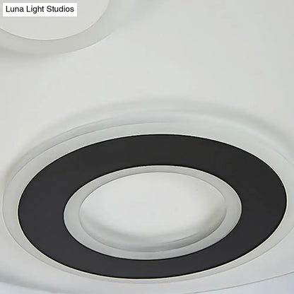 DecorBites™ Kit de lámpara de techo LED empotrada de 18"/21.5" de diámetro - Lámpara de techo moderna blanca metálica con luz cálida/blanca