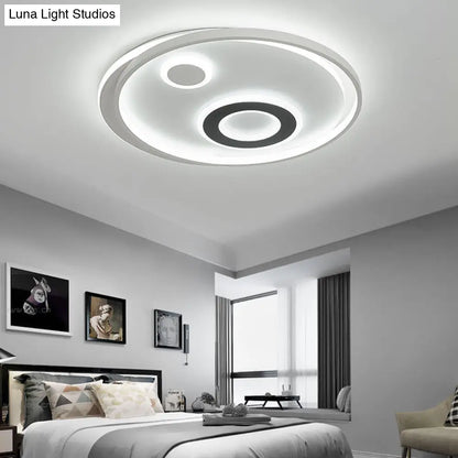 DecorBites™ Kit de lámpara de techo LED empotrada de 18"/21.5" de diámetro - Lámpara de techo moderna blanca metálica con luz cálida/blanca