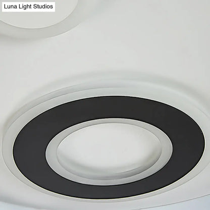 DecorBites™ Kit de lámpara de techo LED empotrada de 18"/21.5" de diámetro - Lámpara de techo moderna blanca metálica con luz cálida/blanca