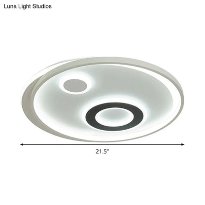 DecorBites™ Kit de lámpara de techo LED empotrada de 18"/21.5" de diámetro - Lámpara de techo moderna blanca metálica con luz cálida/blanca