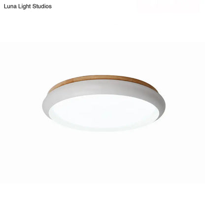 Lámpara de techo LED DecorBites™ de 18"/21.5" de diámetro, con acabado en madera Macaron, disponible en blanco, rosa y verde. Luz blanca, cálida y natural.