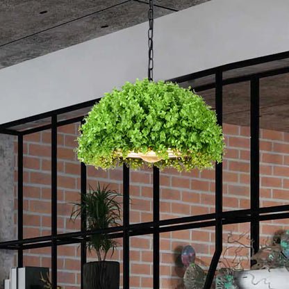 18"/21.5" Industrial Green LED Hanging Light - Metal Ceiling Suspension Lamp