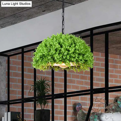 18"/21.5" Industrial Green LED Hanging Light - Metal Ceiling Suspension Lamp