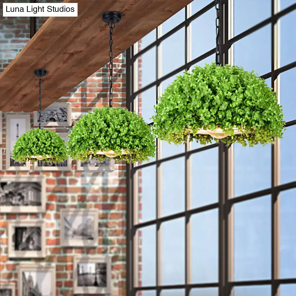 18"/21.5" Industrial Green LED Hanging Light - Metal Ceiling Suspension Lamp