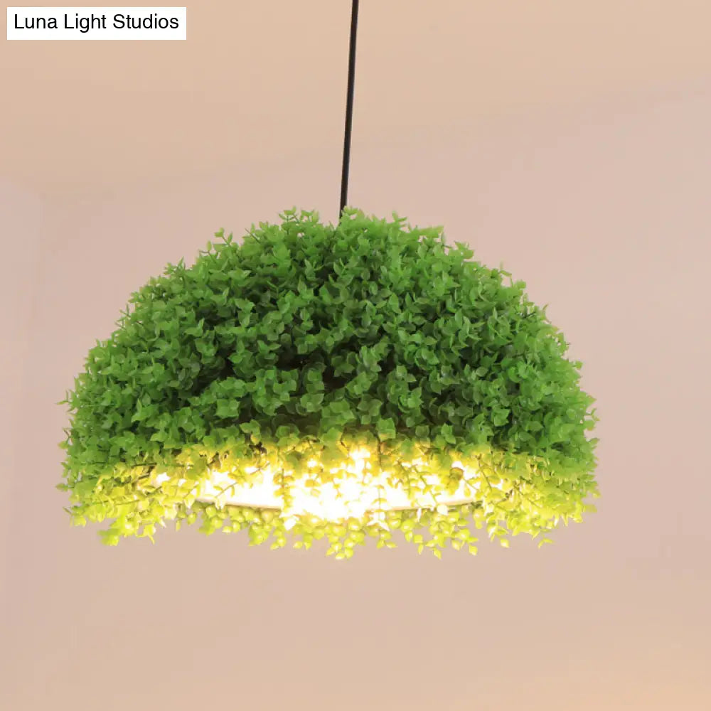 18"/21.5" Industrial Green LED Hanging Light - Metal Ceiling Suspension Lamp