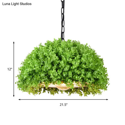 18"/21.5" Industrial Green LED Hanging Light - Metal Ceiling Suspension Lamp