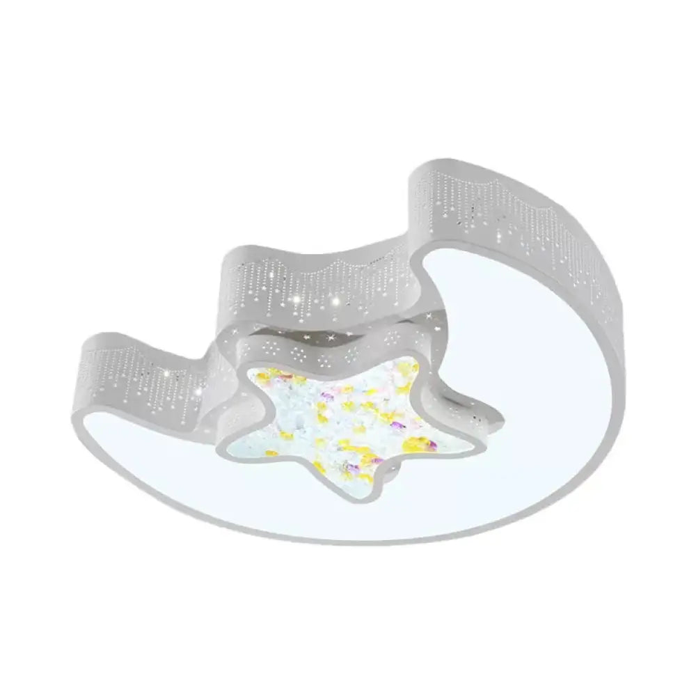 ديكوربايتس™ مصباح LED مدمج على شكل نجمة وقمر ماكارون، مقاس 18 بوصة/21.5 بوصة، إضاءة سقف معدنية بدرجات اللون الأبيض/الوردي/الأزرق/الأخضر - مثالي لمرحلة رياض الأطفال، المرحلة الثالثة/الضوء الأبيض