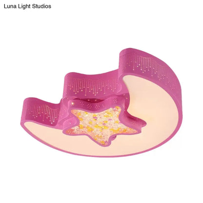 ديكوربايتس™ مصباح LED مدمج على شكل نجمة وقمر ماكارون، مقاس 18 بوصة/21.5 بوصة، إضاءة سقف معدنية بدرجات اللون الأبيض/الوردي/الأزرق/الأخضر - مثالي لمرحلة رياض الأطفال، المرحلة الثالثة/الضوء الأبيض