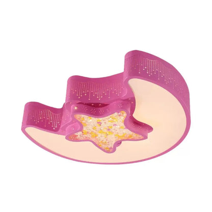 ديكوربايتس™ مصباح LED مدمج على شكل نجمة وقمر ماكارون، مقاس 18 بوصة/21.5 بوصة، إضاءة سقف معدنية بدرجات اللون الأبيض/الوردي/الأزرق/الأخضر - مثالي لمرحلة رياض الأطفال، المرحلة الثالثة/الضوء الأبيض