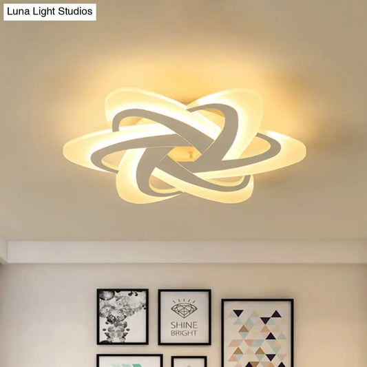 18"/23" Wide Acrylic Criss Cross LED Ceiling Light Fixture - Flush Mount, Modern White Design - Warm/White Light & Remote Dimming Control
