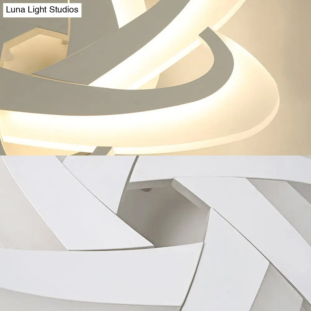 18"/23" Wide Acrylic Criss Cross LED Ceiling Light Fixture - Flush Mount, Modern White Design - Warm/White Light & Remote Dimming Control