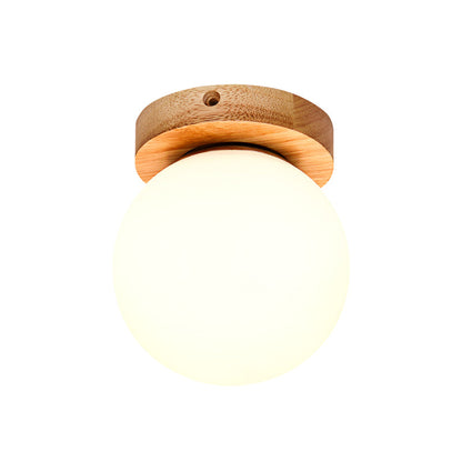 DecorBites™ DecorBites™ Opal Glass LED Ceiling Fixture with Wood Antler/Square/Round Design - Beige Flushmount