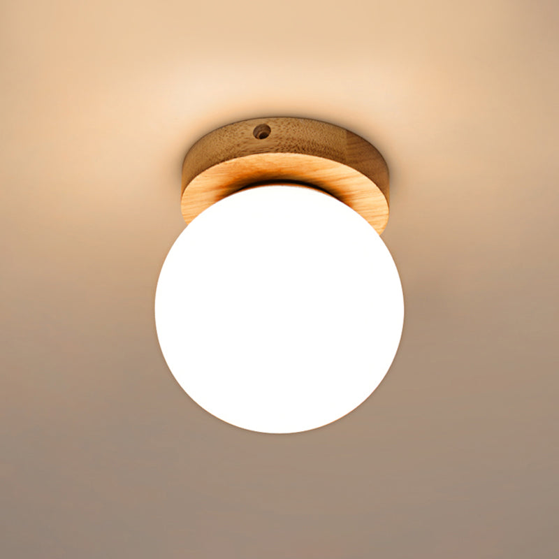 DecorBites™ DecorBites™ Opal Glass LED Ceiling Fixture with Wood Antler/Square/Round Design - Beige Flushmount