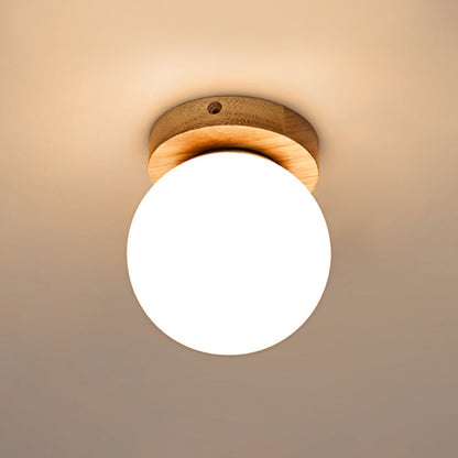 DecorBites™ DecorBites™ Opal Glass LED Ceiling Fixture with Wood Antler/Square/Round Design - Beige Flushmount