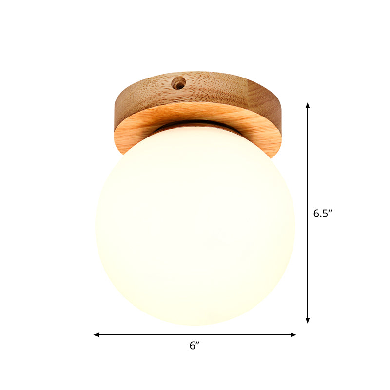 DecorBites™ DecorBites™ Opal Glass LED Ceiling Fixture with Wood Antler/Square/Round Design - Beige Flushmount