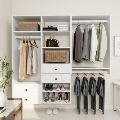 Livelylodge Modular Wardrobe Closet - Freestanding White Closet With Spacious Storage Shelves And Hanging Rods 70.86"W X 16.04"D X 70.86"H